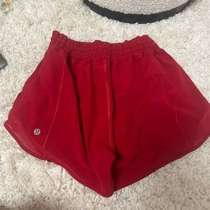 Red lululemon shorts 4 inch high wasted